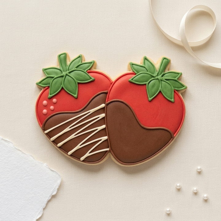 Chocolate Covered Strawberry Pair Cookie Cutter, 3D Printed Valentine Favor
