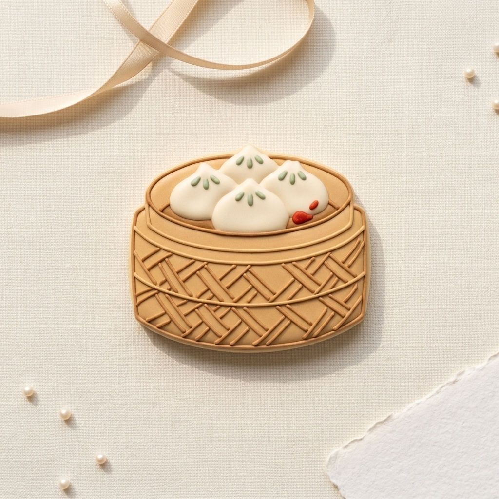Dim Sum Bamboo Basket Cookie Cutter, 3D Printed Food Theme