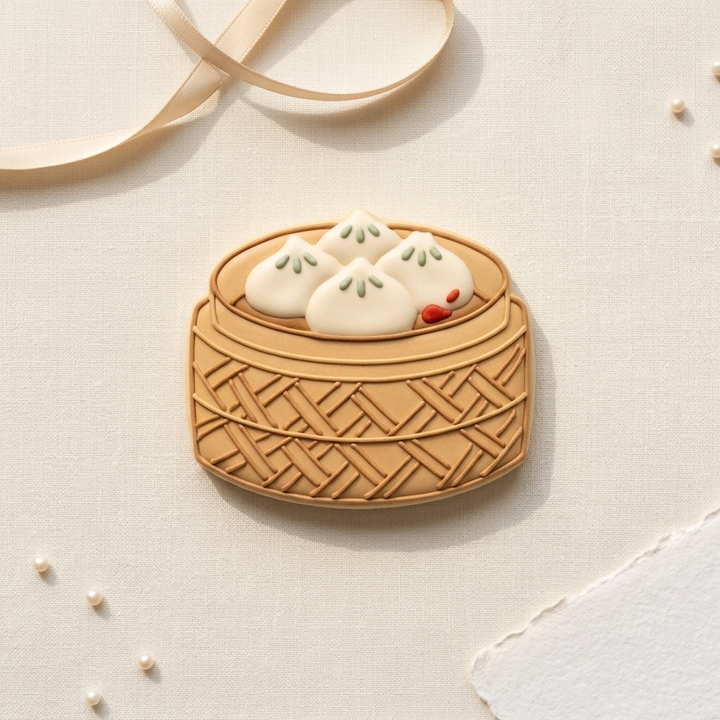 Dim Sum Bamboo Basket Cookie Cutter, 3D Printed Food Theme