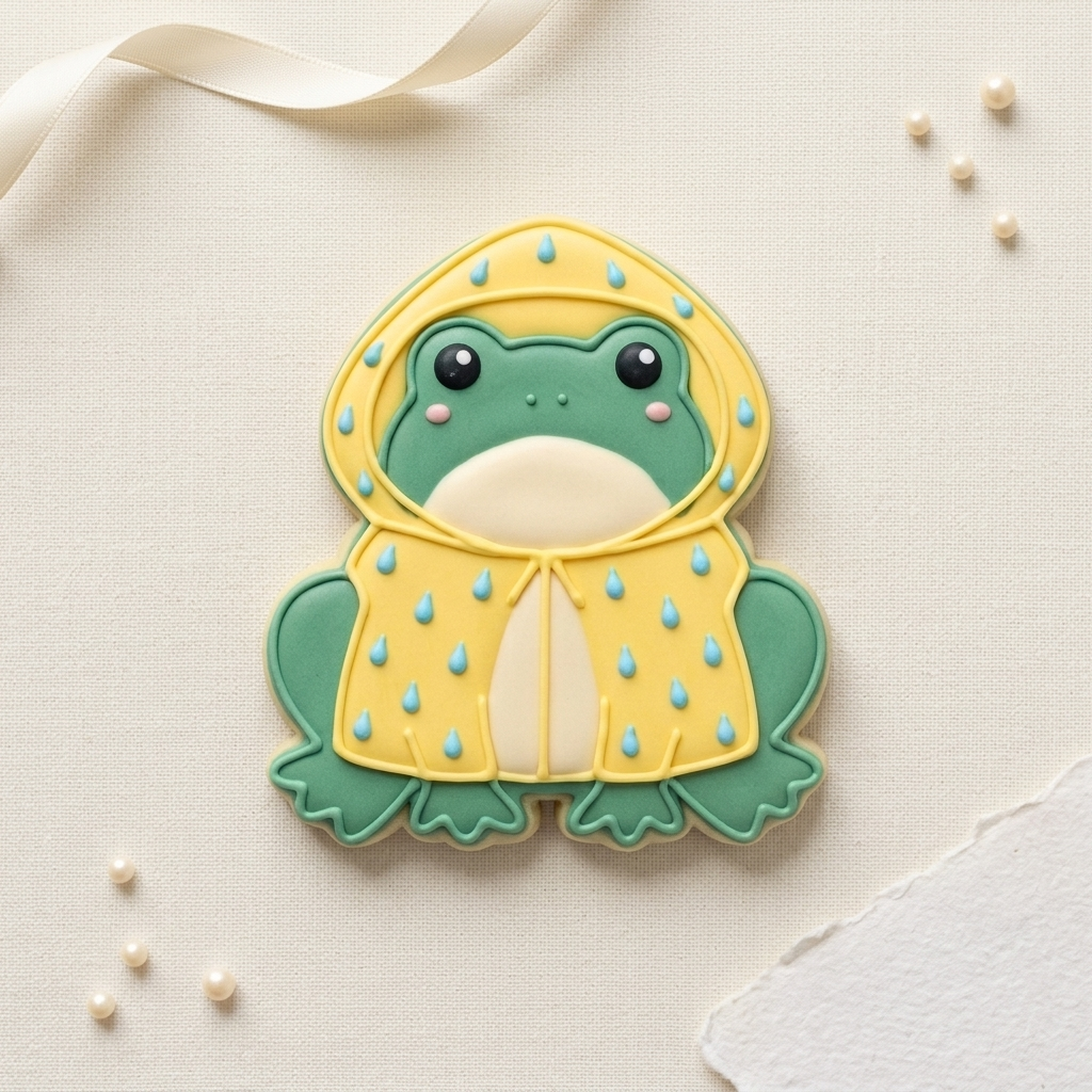 Frog in Raincoat Cookie Cutter, 3D Printed Spring Party