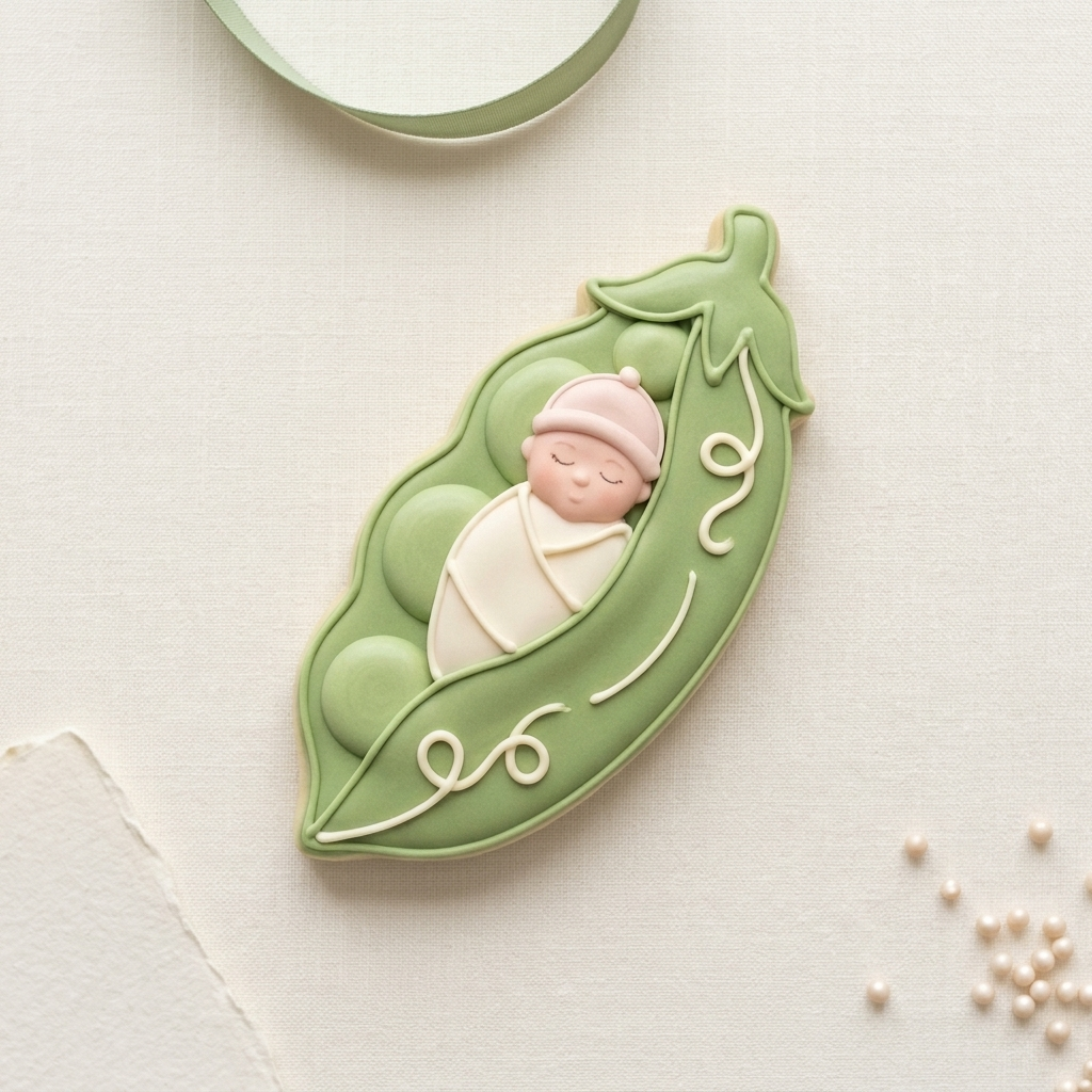 Sweet Pea Pod Baby Cookie Cutter, 3D Printed Baby Shower