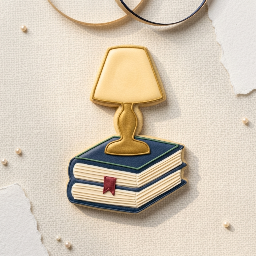 Desk Lamp Book Stack Cookie Cutter, 3D Printed Book Lover Theme