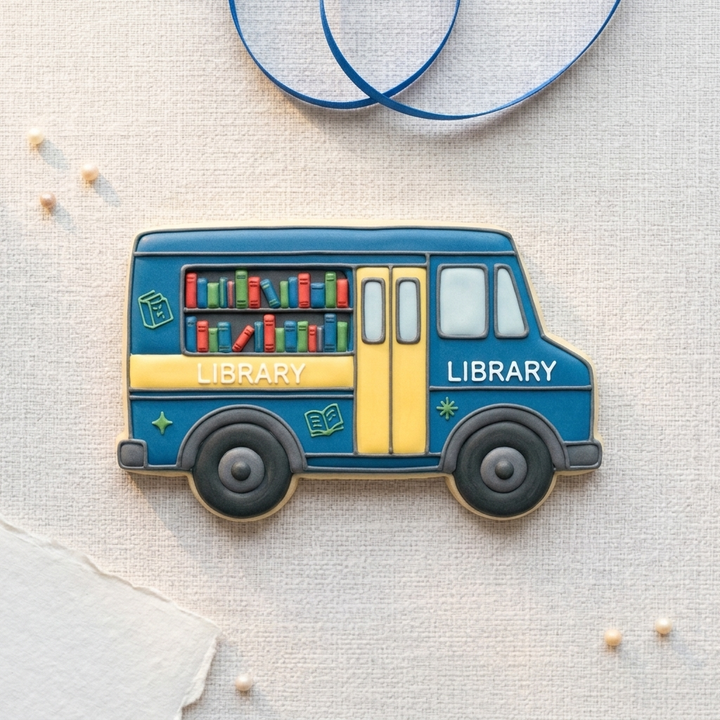 Bookmobile Cookie Cutter, 3D Printed Book Lover Theme