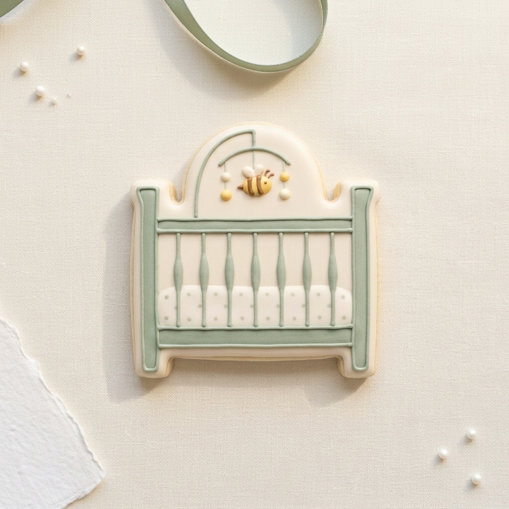 Crib with Mobile Cookie Cutter, 3D Printed Baby Shower