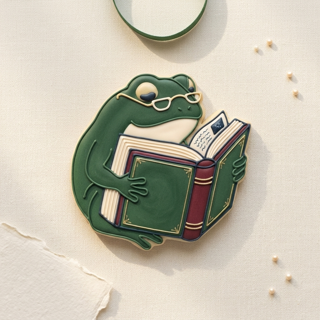 Frog Reading Book Cookie Cutter, 3D Printed Animal Theme