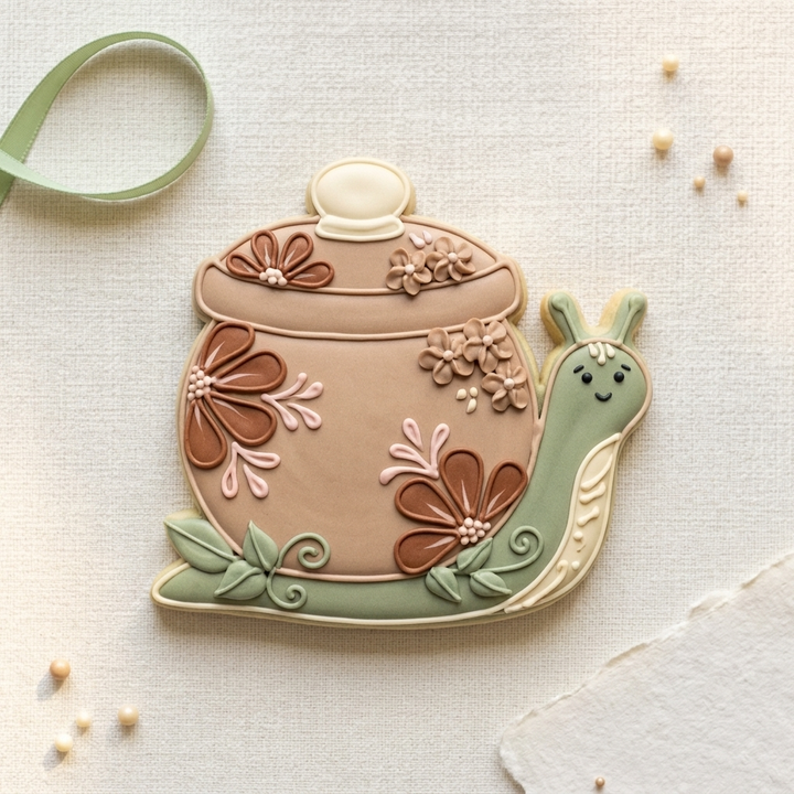 Garden Snail with Flower Pot Cookie Cutter, 3D Printed Garden Theme