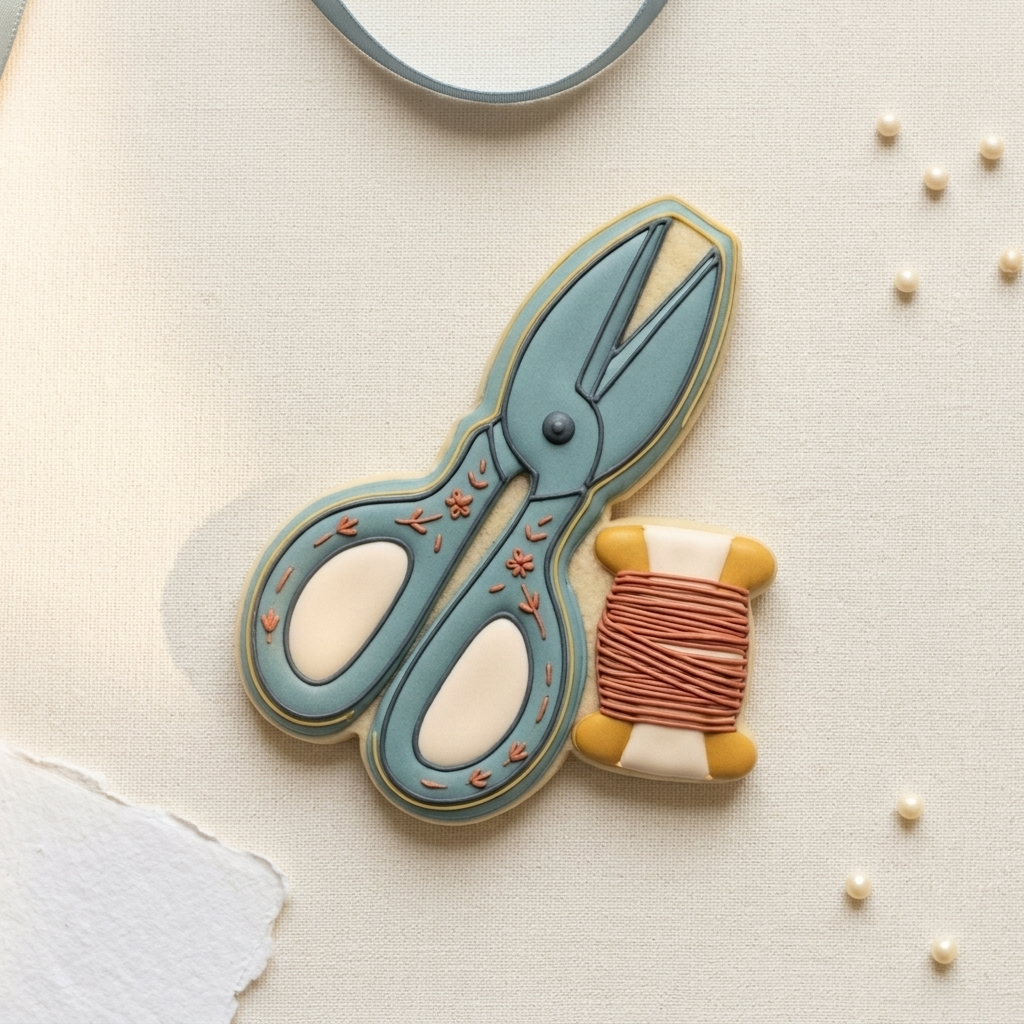 Embroidery Snips and Thread Cookie Cutter, 3D Printed Craft Theme