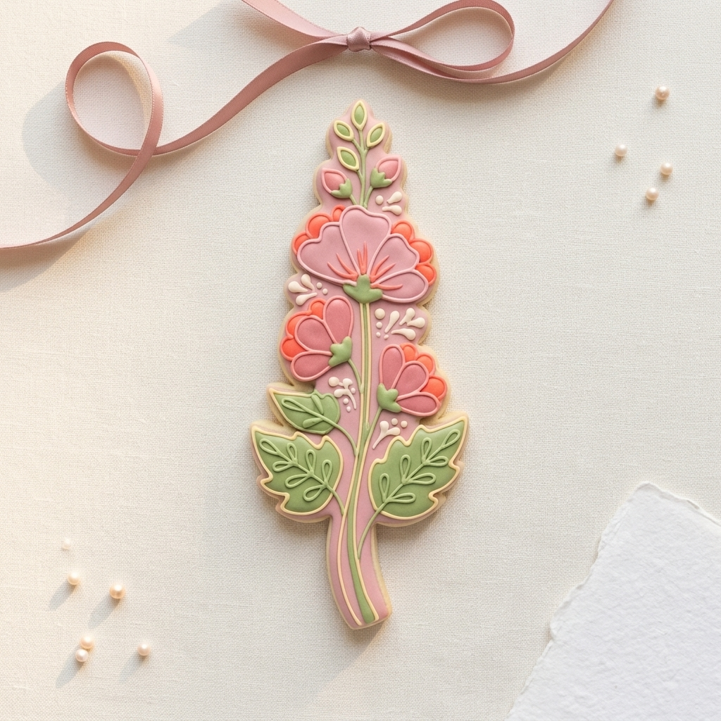Hollyhock Stem Cookie Cutter, 3D Printed Party Theme