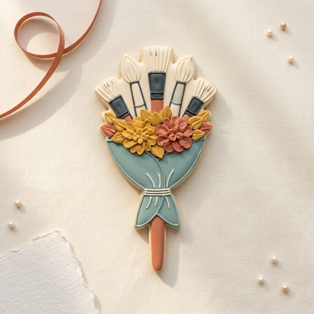 Artist Brush Bouquet Cookie Cutter, 3D Printed Wedding Theme