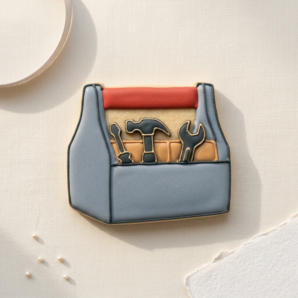 Tool Caddy with Hammer and Wrench Cookie Cutter, 3D Printed Party Theme