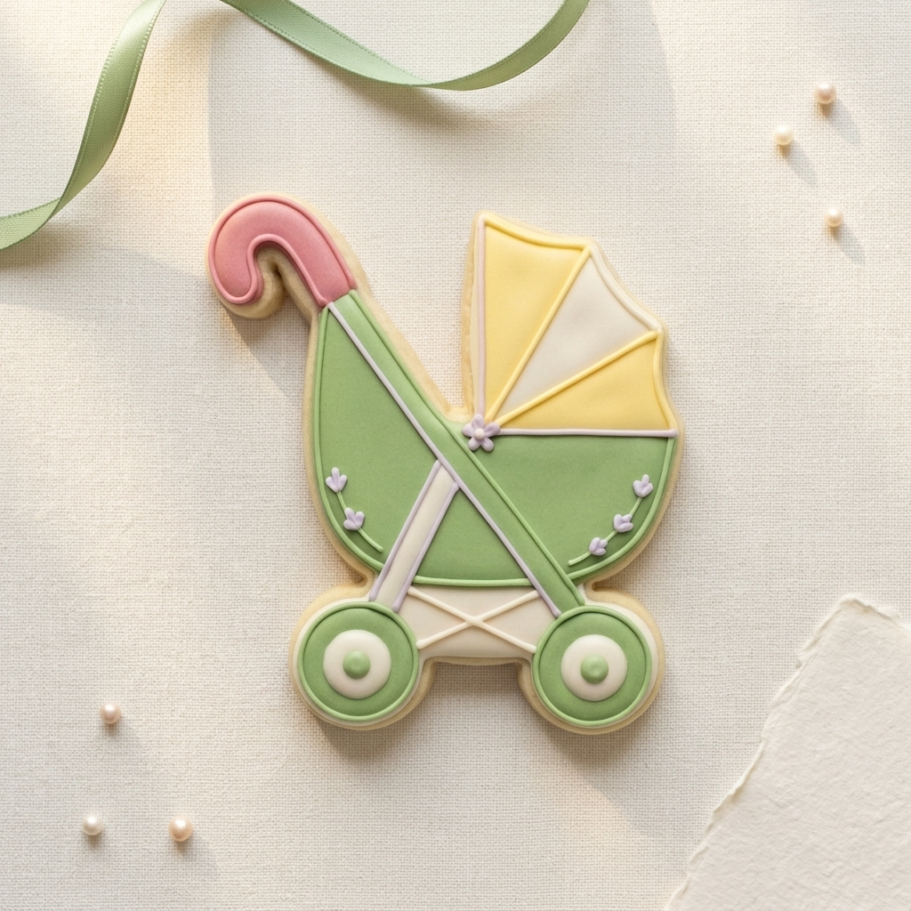 Baby in Bloom Umbrella Stroller Cookie Cutter, 3D Printed Baby Shower