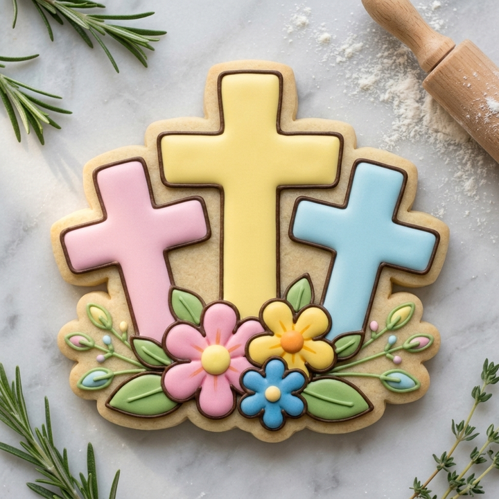 Spring Cross Trio Stack Cookie Cutter, 3D Printed Easter Cookie