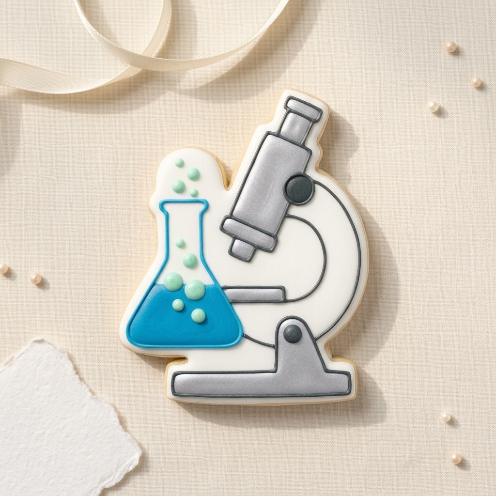 Scientist Microscope and Flask Cookie Cutter, 3D Printed Science Theme
