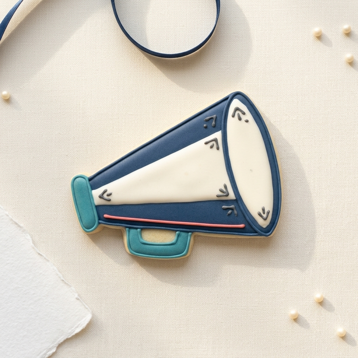 School Spirit Megaphone with Pennant Cookie Cutter, 3D Printed School Theme