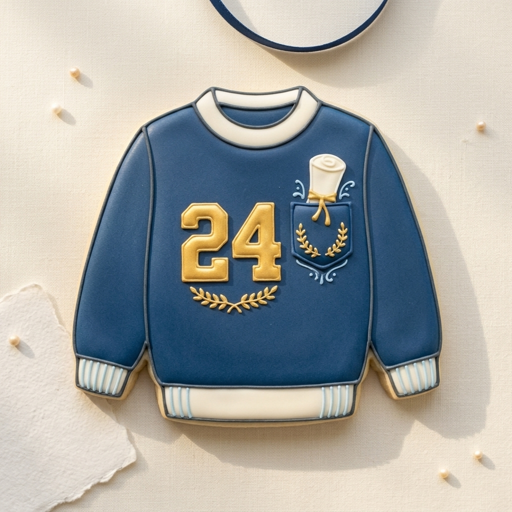 College Sweatshirt with Diploma Pocket Cookie Cutter, 3D Printed School Theme