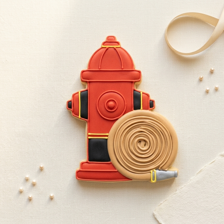 Fire Hydrant and Hose Cookie Cutter, 3D Printed Party Theme
