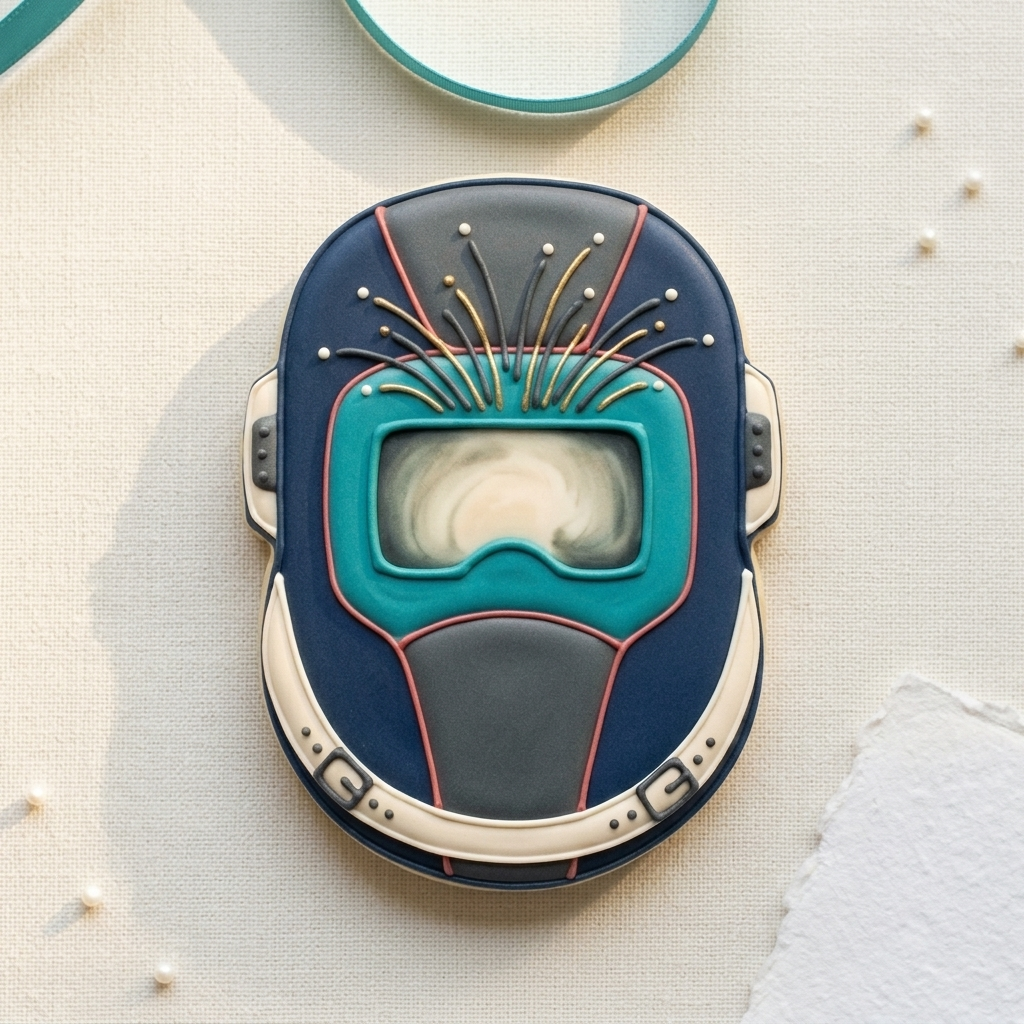 Welder Mask with Sparks Cookie Cutter, 3D Printed Fantasy Theme