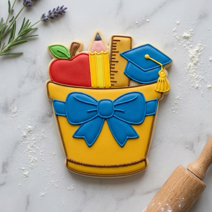 Pencil Cup with Bow Cookie Cutter, 3D Printed Teacher Gift
