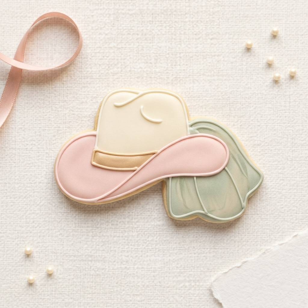 Bridal Cowboy Hat with Veil Cookie Cutter, 3D Printed Wedding Theme