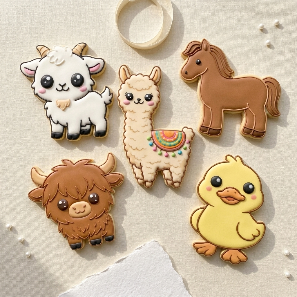 Farm Animal Cookie Cutter Set - Farmyard Bundle - 3D Printed Animal Cookie Cutters