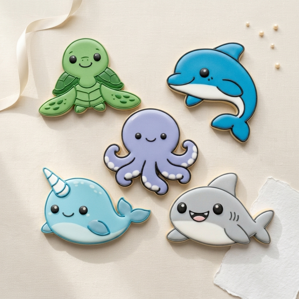 Ocean Animal Cookie Cutter Set - Sea Life Bundle - 3D Printed Under the Sea Cutters