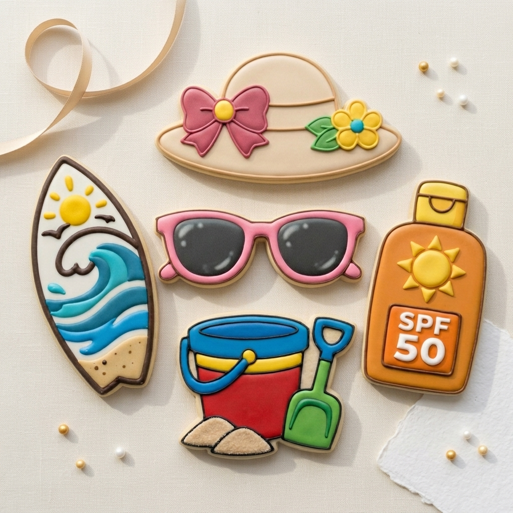 Beach Cookie Cutter Set - Beach Day Bundle - 3D Printed Summer Party Cutters