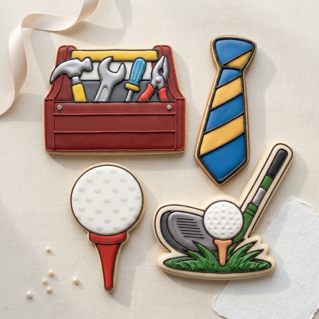 Father's Day Cookie Cutter Set - Golf Tie Toolbox Bundle - 3D Printed Dad Hobby Cutters