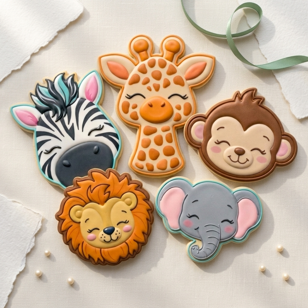Safari Baby Shower Cookie Cutter Set - Baby Animal Faces Bundle - 3D Printed Cookie Cutters