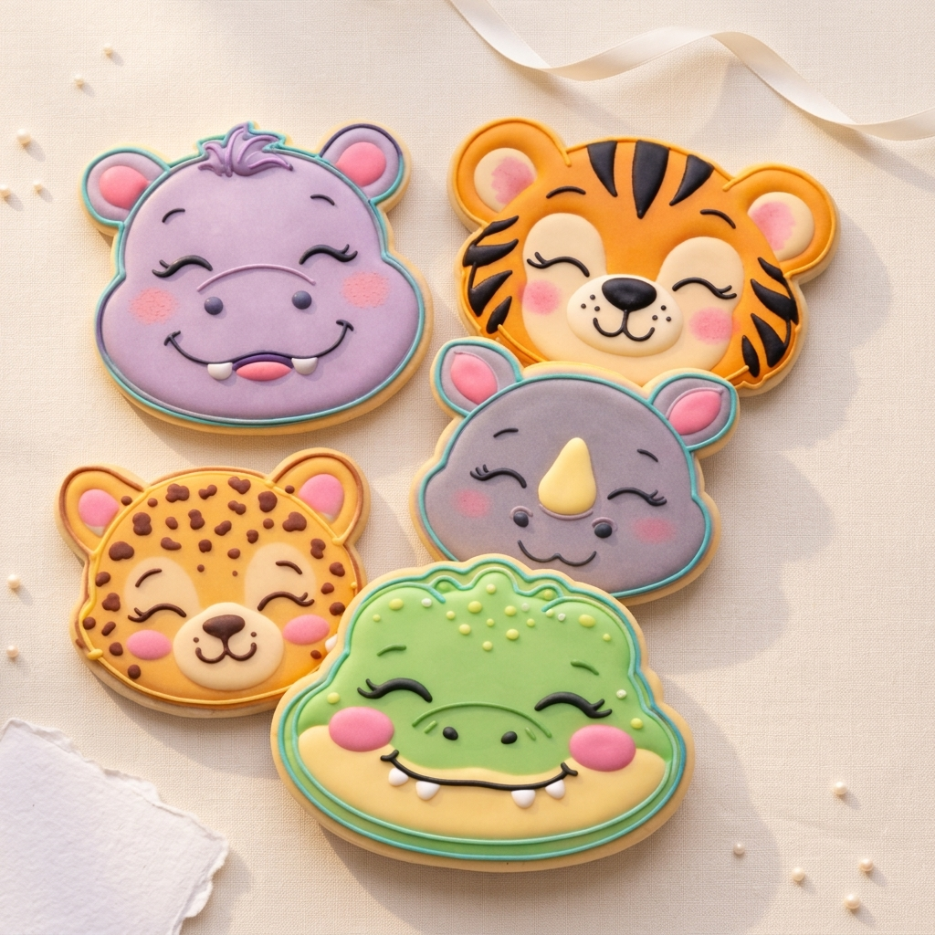 Jungle Baby Shower Cookie Cutter Set - Wild Safari Animal Faces Bundle - 3D Printed Cookie Cutters