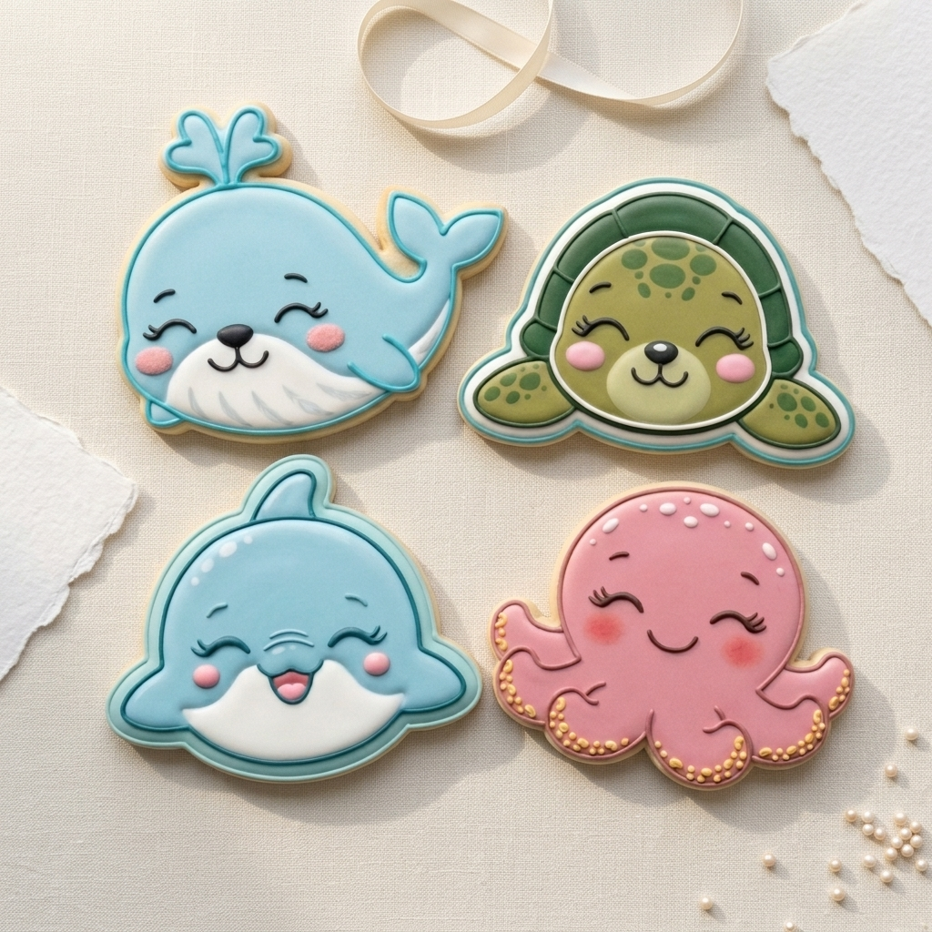 Under the Sea Baby Shower Cookie Cutter Set - Ocean Baby Faces Bundle - 3D Printed Cookie Cutters