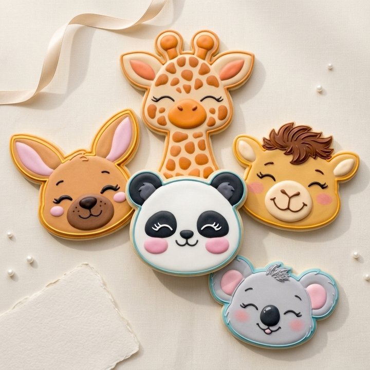 Zoo Animal Baby Shower Cookie Cutter Set - Around the World Baby Animals - 3D Printed Cookie Cutters