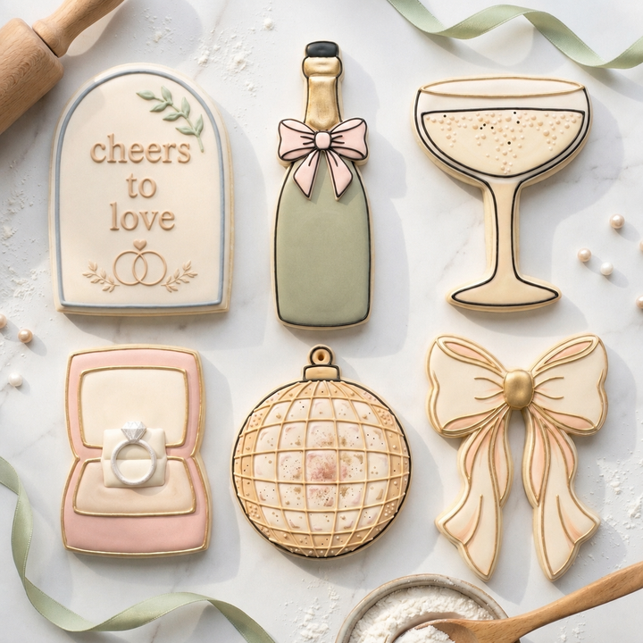 Bridal Shower Cookie Cutter Set   Bubbly Before Vows Bundle   3D Printed Party Cutters