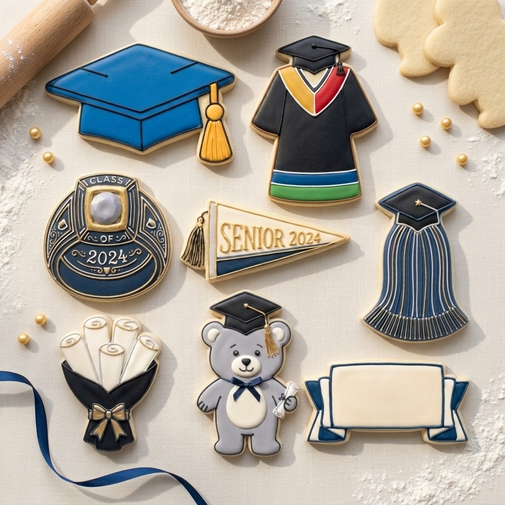 Graduation Cookie Cutter Set   Class of 2026 Party Bundle   3D Printed Grad Cutters
