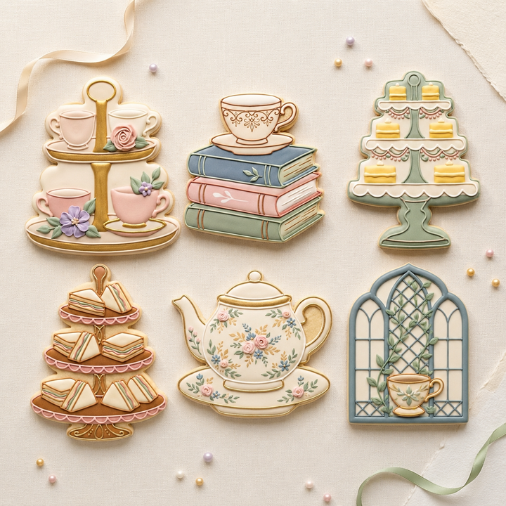 Tea Party Cookie Cutter Set   Bridal Shower Brunch Bundle   3D Printed Cutters