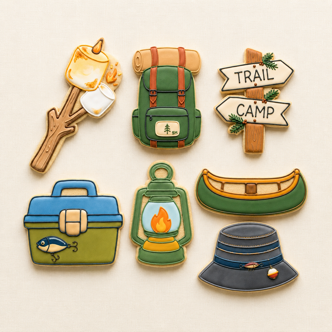 Fishing Camping Cookie Cutter Set   Father’s Day Outdoors Bundle   3D Printed Cutters