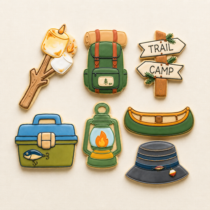 Fishing Camping Cookie Cutter Set   Father’s Day Outdoors Bundle   3D Printed Cutters