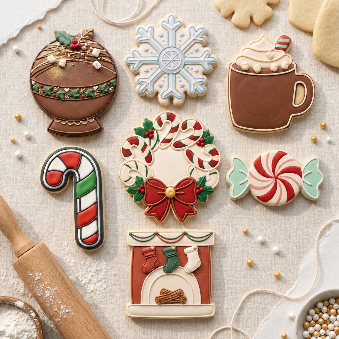 Christmas Cocoa Cookie Cutter Set   Cozy Holiday Bundle   3D Printed Cutters