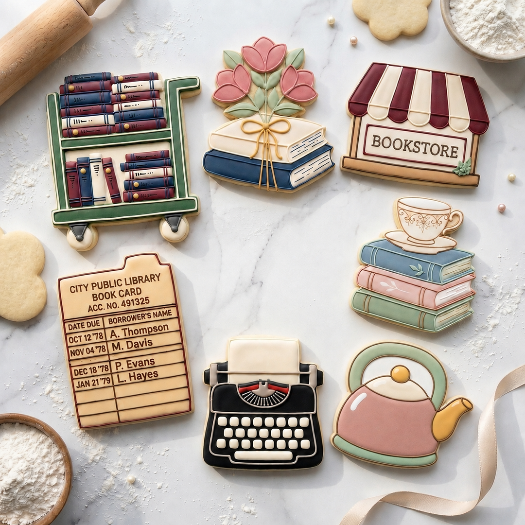 Book Club Cookie Cutter Set   Library Tea Party Bundle   3D Printed Cutters