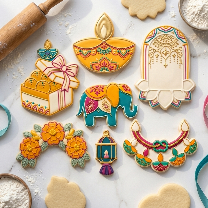 Diwali Cookie Cutter Set Diwali Festival of Lights Set Bundle 3D Printed Cutters