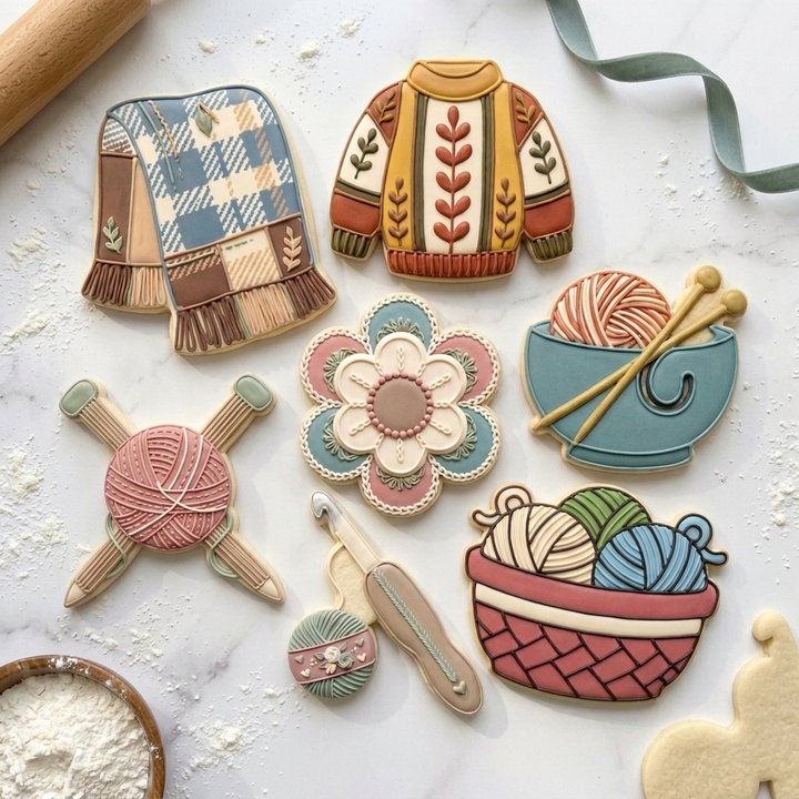 Knitting Cookie Cutter Set Knitting Crochet Cozy Set Bundle 3D Printed Cutters