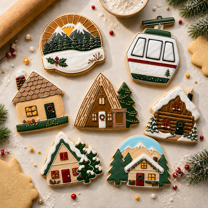 Mountain Cabin Cookie Cutter Set Mountain Cabin Ski Lodge Set Bundle 3D Printed Cutters