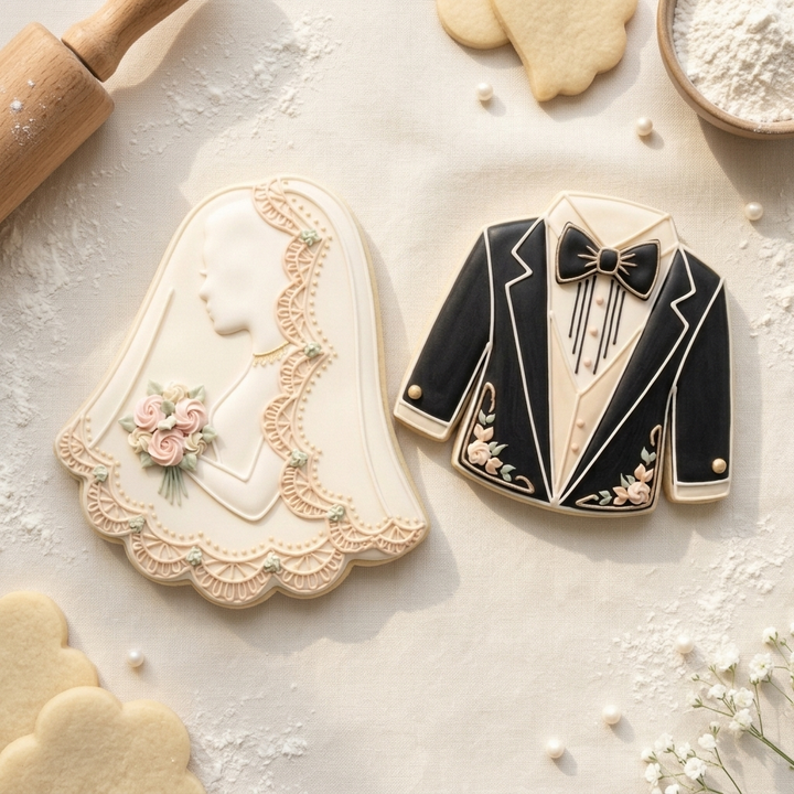 Wedding Cookie Cutter Set Bride and Groom Mini Duo Bundle 3D Printed Cutters