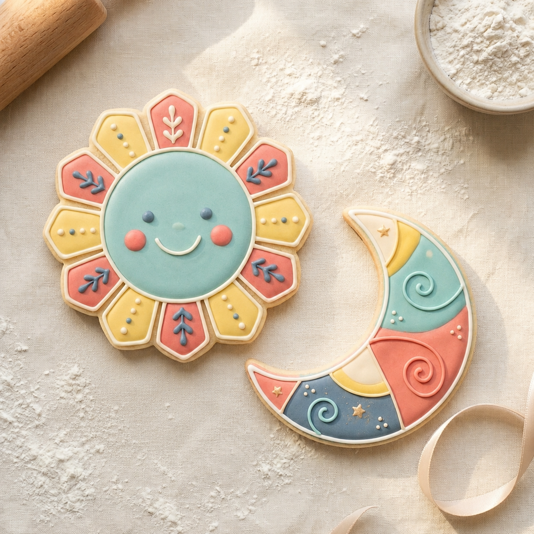 Celestial Cookie Cutter Set Sun and Moon Celestial Duo Bundle 3D Printed Cutters