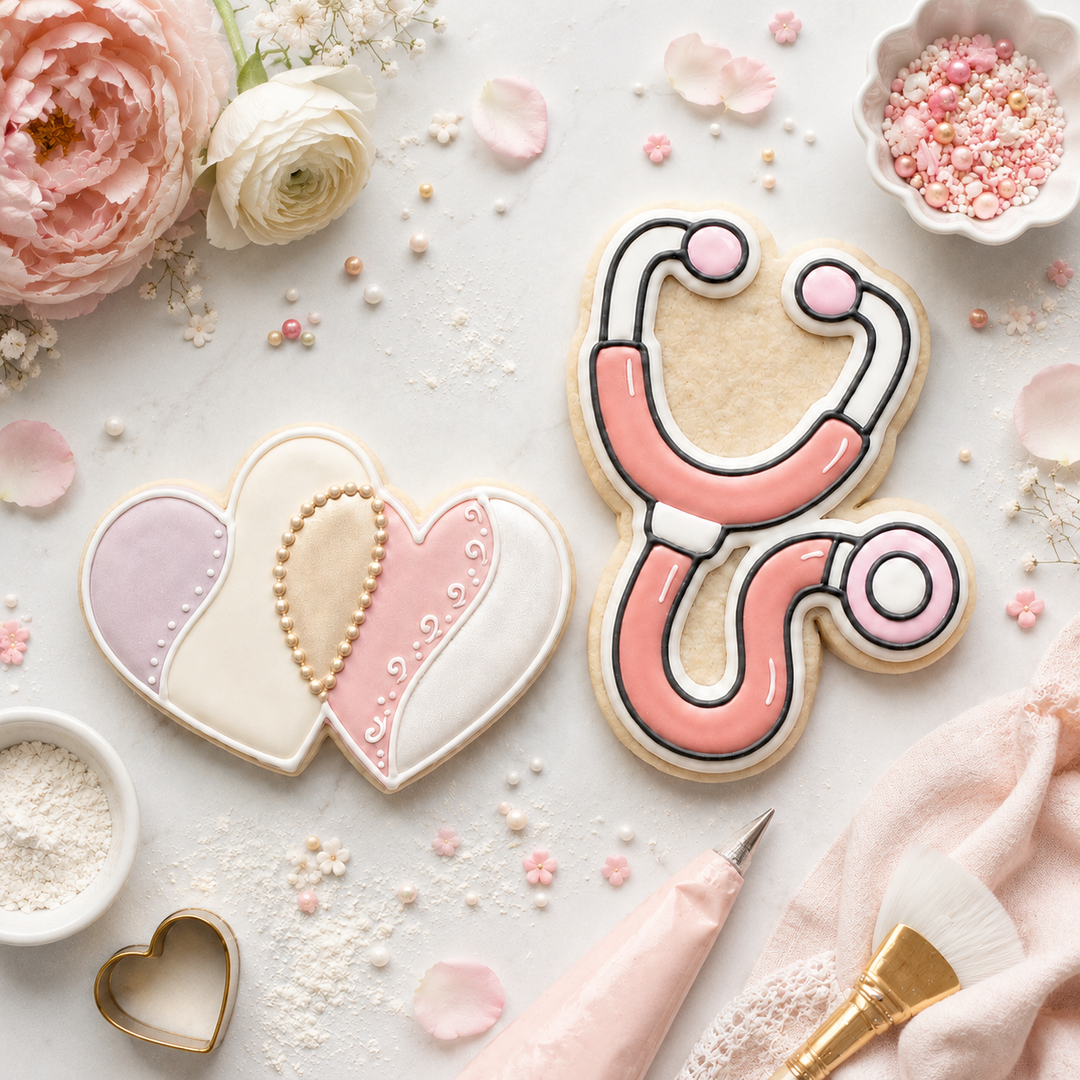 Nurse Appreciation Cookie Cutter Set Stethoscope and Heart Nurse Duo Bundle 3D Printed Cutters