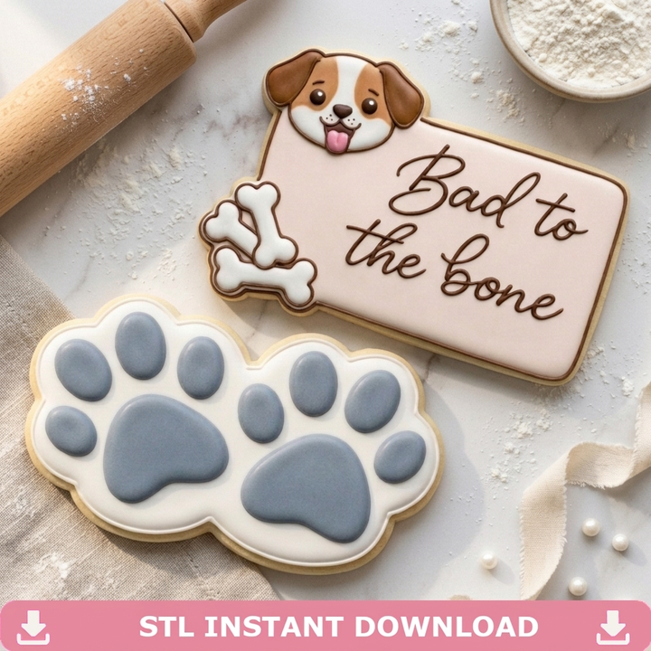 Dog Mom Cookie Cutter Set Paw and Bone Dog Mom Duo Bundle 3D Printed Cutters