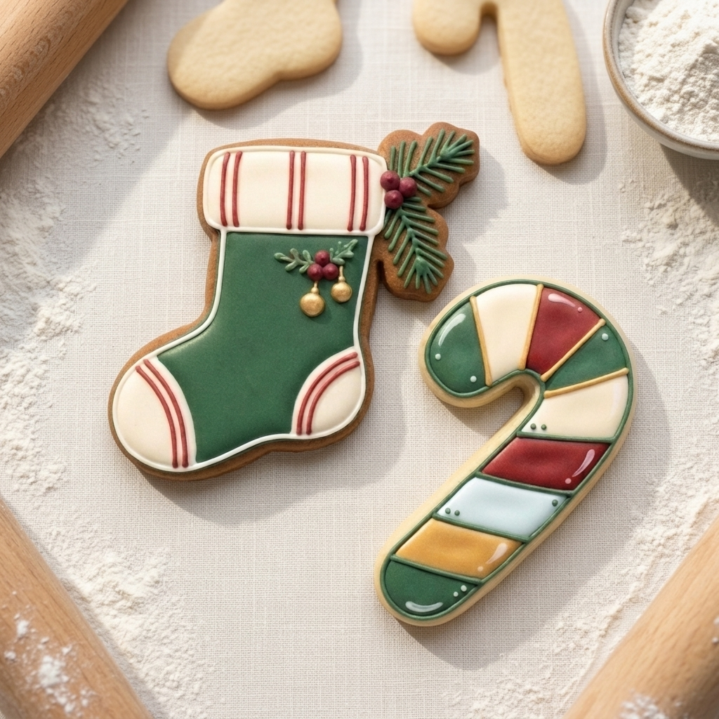 Christmas Cookie Cutter Set Stocking and Candy Cane Christmas Duo Bundle 3D Printed Cutters