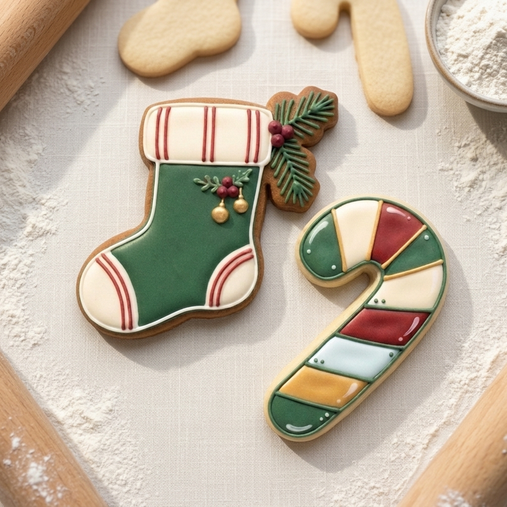 Christmas Cookie Cutter Set Stocking and Candy Cane Christmas Duo Bundle 3D Printed Cutters