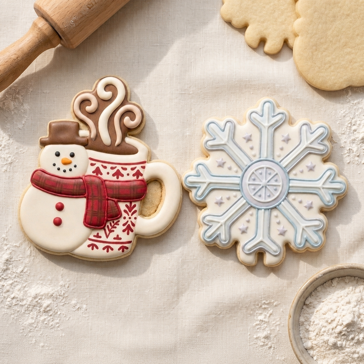 Winter Cookie Cutter Set Snowman and Snowflake Winter Duo Bundle 3D Printed Cutters