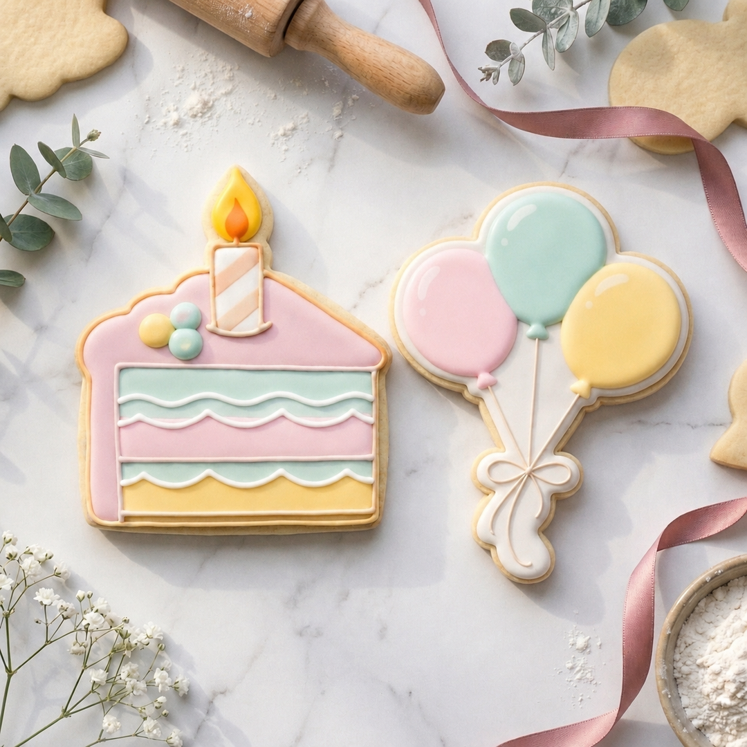Birthday Cookie Cutter Set Cake and Balloon Birthday Duo Bundle 3D Printed Cutters