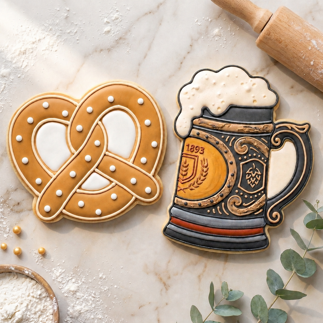 Fathers Day Cookie Cutter Set Pretzel and Beer Pub Duo Bundle 3D Printed Cutters